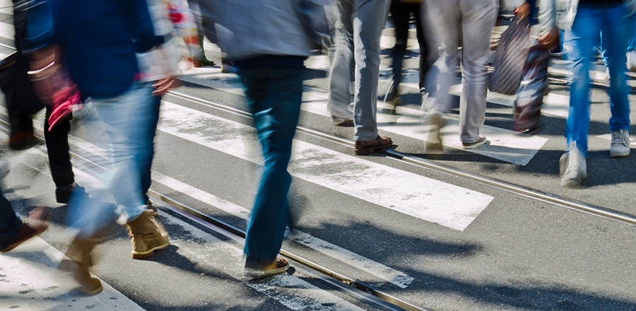 Crosswalk accident. Pedestrian walk crossing - Stock